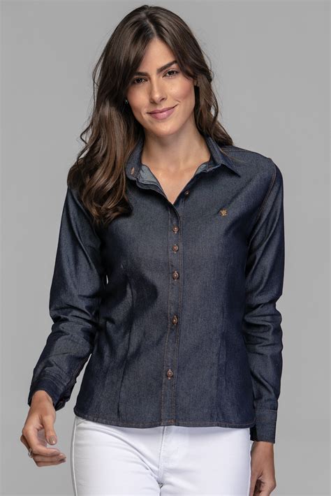 camisa jeans feminino preto|camisa jeans longa.